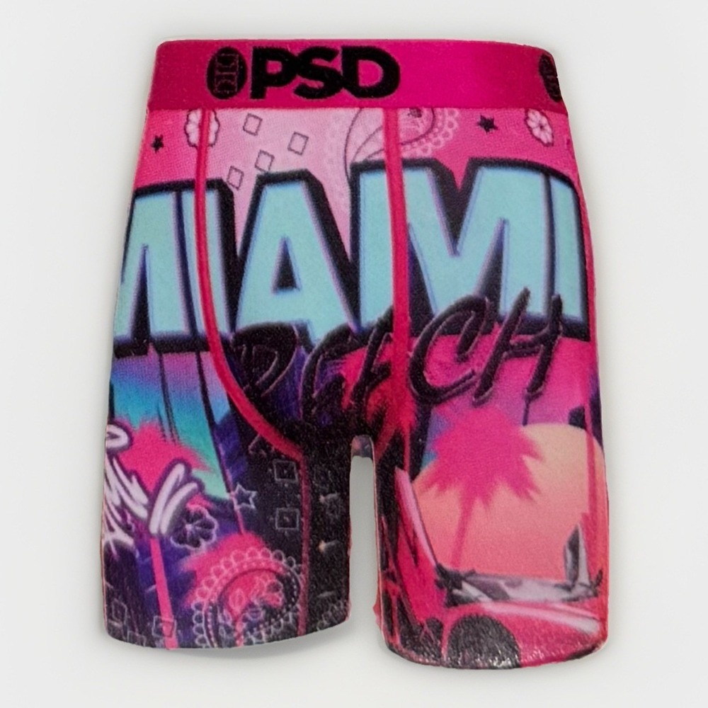 PSD Underwear Mens Miami Beach Boxer Briefs‎ XXL Pink Blue Graphic Print NIB